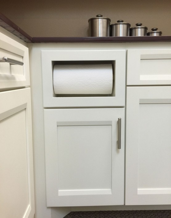 Paper Towel Drawer - Burrows Cabinets - central Texas builder-direct