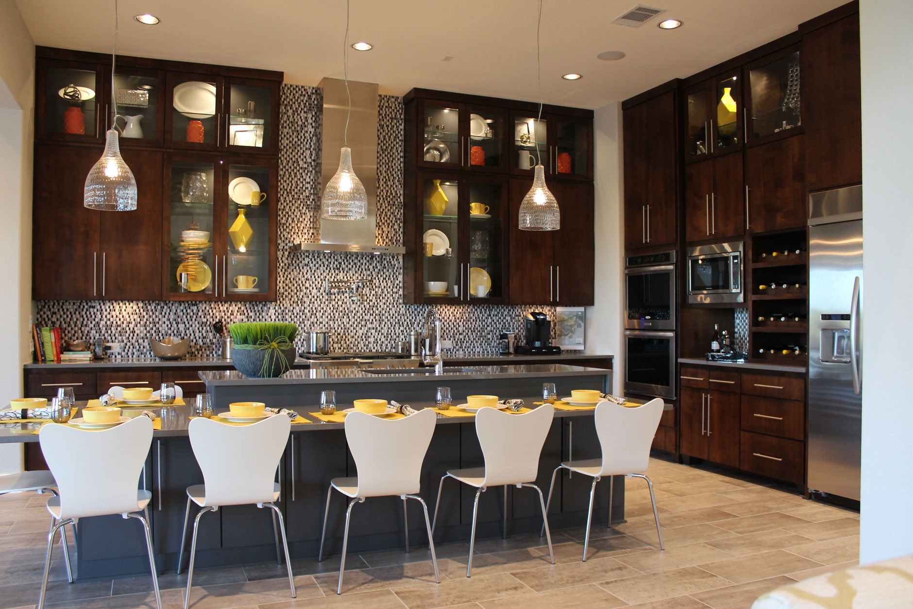 Custom Kitchen Cabinet 09 by Burrows Cabinets with modern slab veneered doors in stained Clear Alder