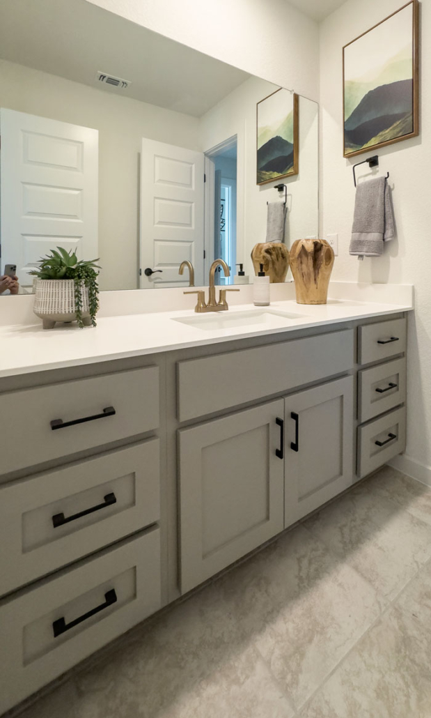 New home bathroom vanity cabinets in Bristol grey