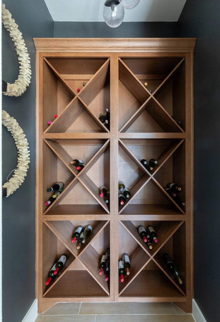 Stacked Big-X wine and bottle rack in Beech Bali