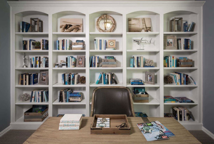 Burrows Cabinets' built-in office bookshelf in Frost white