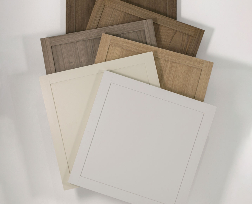 Burrows Cabinets' Slim Shaker Doors in paint and EVRGRN woodgrain options