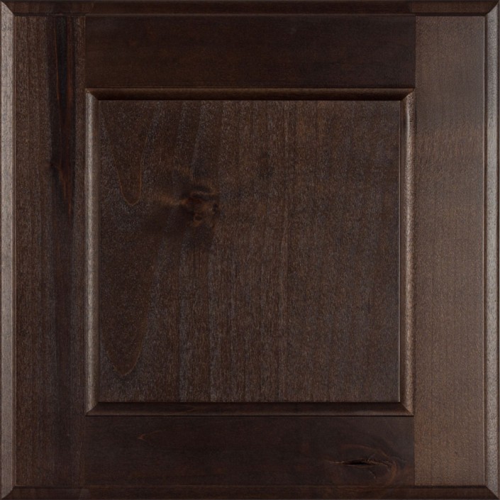 Burrows Cabinets' flat panel door in Knotty Alder Kona