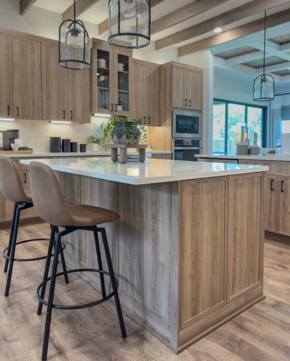 kitchen double islands with paneled sides and back in Roxen with Slim Shaker doors