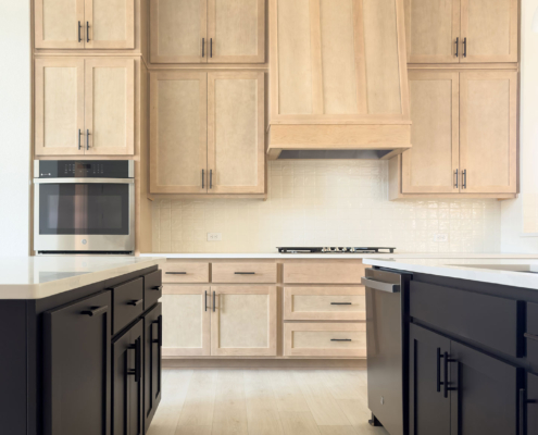 Kitchen in Breu and Maple Savaii with Shaker Vent Hood