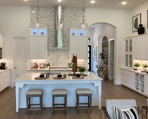 White cabinets, shaker doors in frost white with black accents