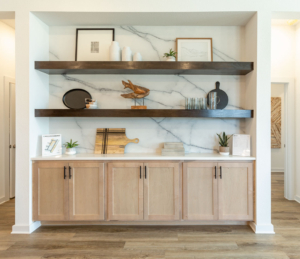 Built in Buffet in Maple Savaii with floating shelves