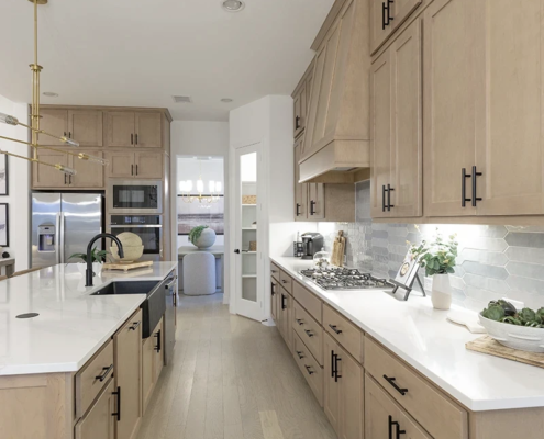 Kitchen cabinets in Maple Savaii with Artisan vent hood and Shaker doors