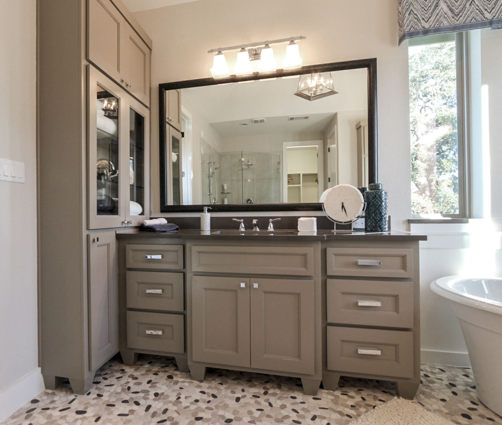 Bath cabinets bumped out with tall linen cabinet dallas feet